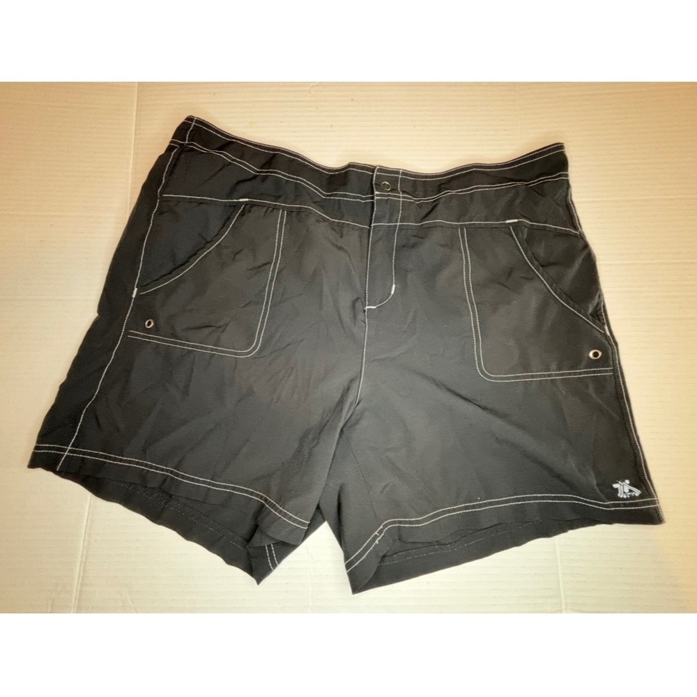 ZeroXposur Womens Board Shorts 0X Black Liquorice Contrast Stitch Swim Trunks